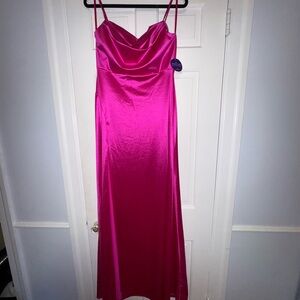 Windsor Fuchsia Satin Maxi Dress